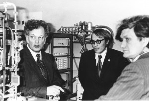 Pirmojo Lietuvoje atradimo autoriai, iš kairės: Juras Požela, Steponas Ašmontas, Konstantinas Repšas (1977 m.)