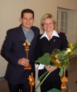 Tautodailininkas Aleksas Eugenijus Kulvietis su žmona 2009 m. „Pasaulio lietuvio“ fotoarchyvo nuotr.