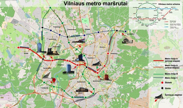 Vilniaus metro trasų sčihema