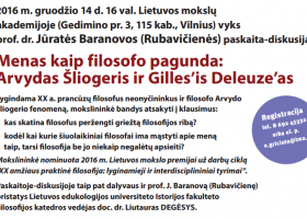 Įrašo "Paskaita-diskusija „Menas kaip filosofo pagunda:  Arvydas Šliogeris ir Gilles’is Deleuze’as“." reprezentacinis paveikslėlis