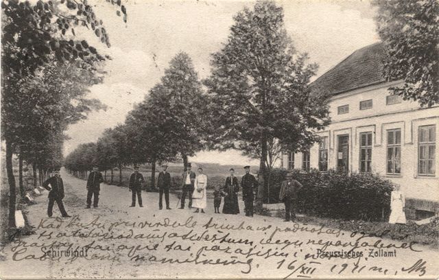 Rusijos ir Vokietijos siena. Širvintos muitinė. Apie 1910 m. Atvirukas. Leidėjas D. Ziegleris Karaliaučius