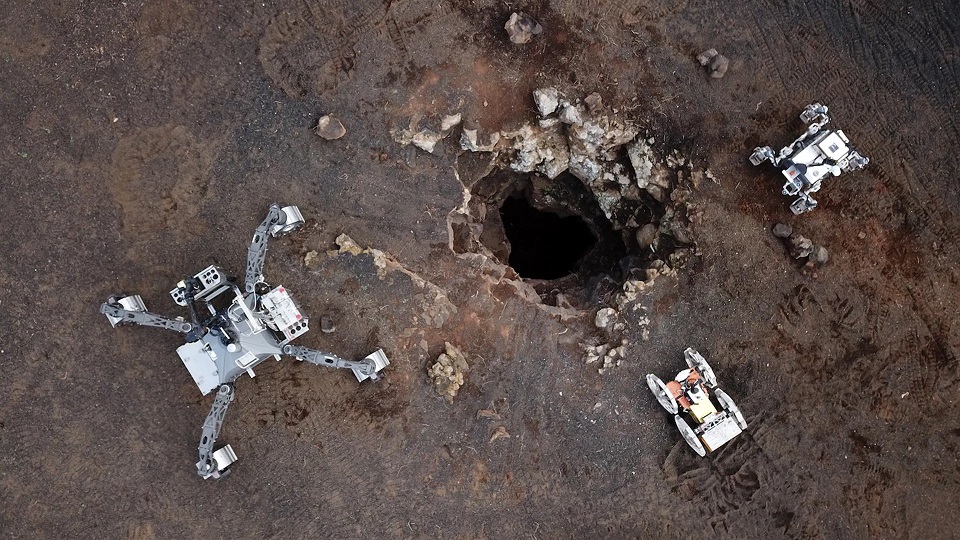 robot test on volcanic island of lanzarote