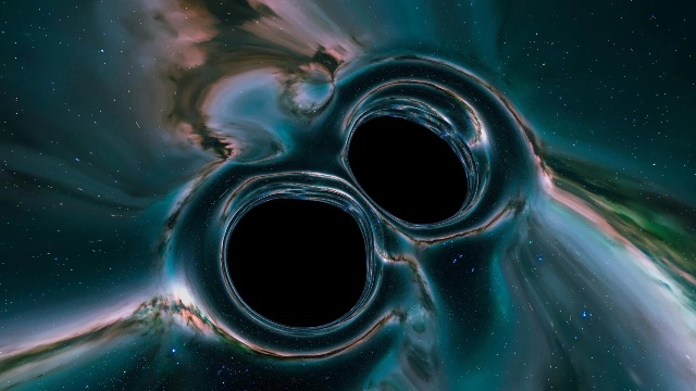 two black holes merging in space two black holes merging in space