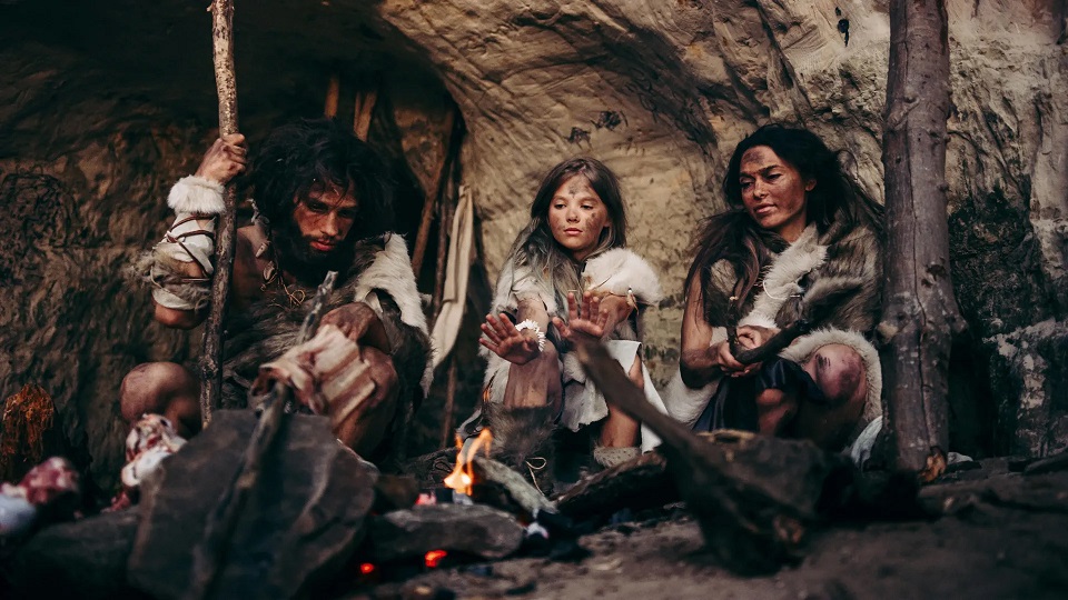 prehistoric neanderthal human family cave prehistoric neanderthal human family cave